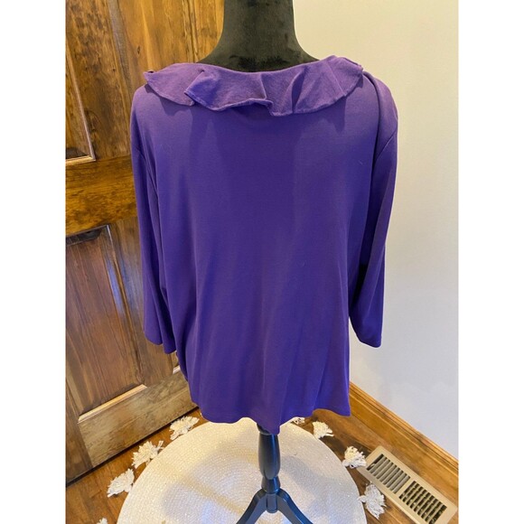 Karen Scott Blouse Womens Top Plus Size 2X Purple Casual Stretch Ruffle Front - Picture 6 of 10